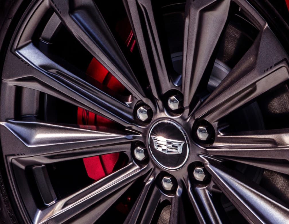 Close-Up View of the Brembo Performance Brakes in the 2025 Escalade-V Tire