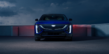 Front View of a Blue 2025 Cadillac LYRIQ Parked