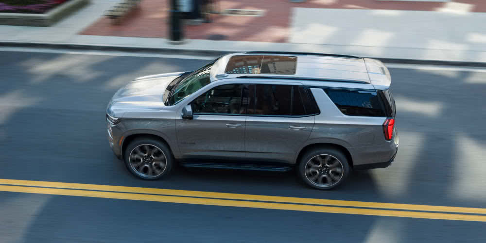 2026 Silver Tahoe Side View on Street
