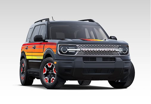 A black Ford Bronco® Sport Free Wheeling™ SUV with red, orange and yellow stripes
