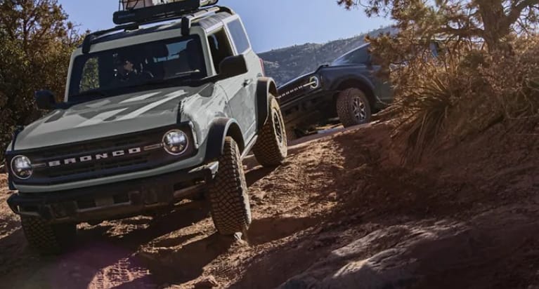 2023 Ford Bronco offroading on a rocky hill