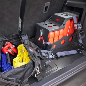An interior shot of a trunk of a Ford Bronco