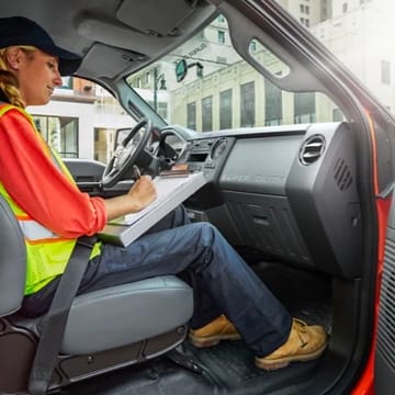 Interior shot of the Ford F-650 passenger's side console