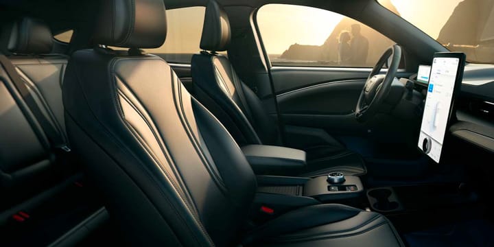 An interior shot of the Mach-E Mustang