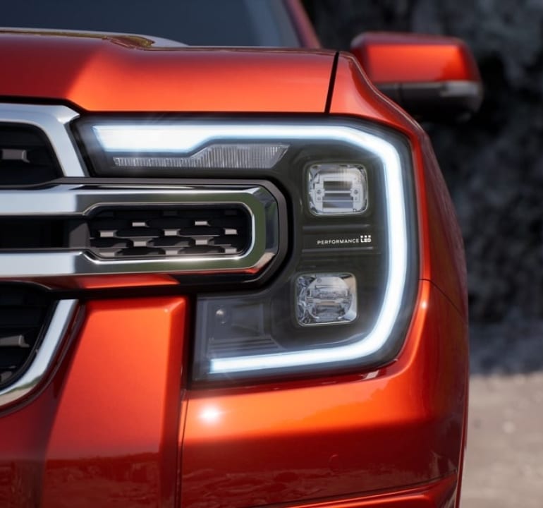 closeup of the driver side headlight