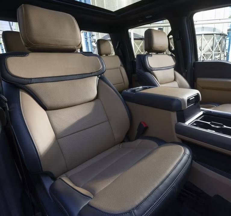 Interior shot from passenger front looking back