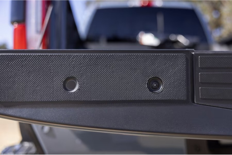 Closeup shot of the tailgate camera