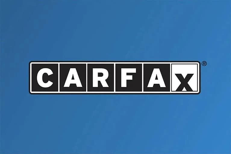 Carfax logo on a blue background.