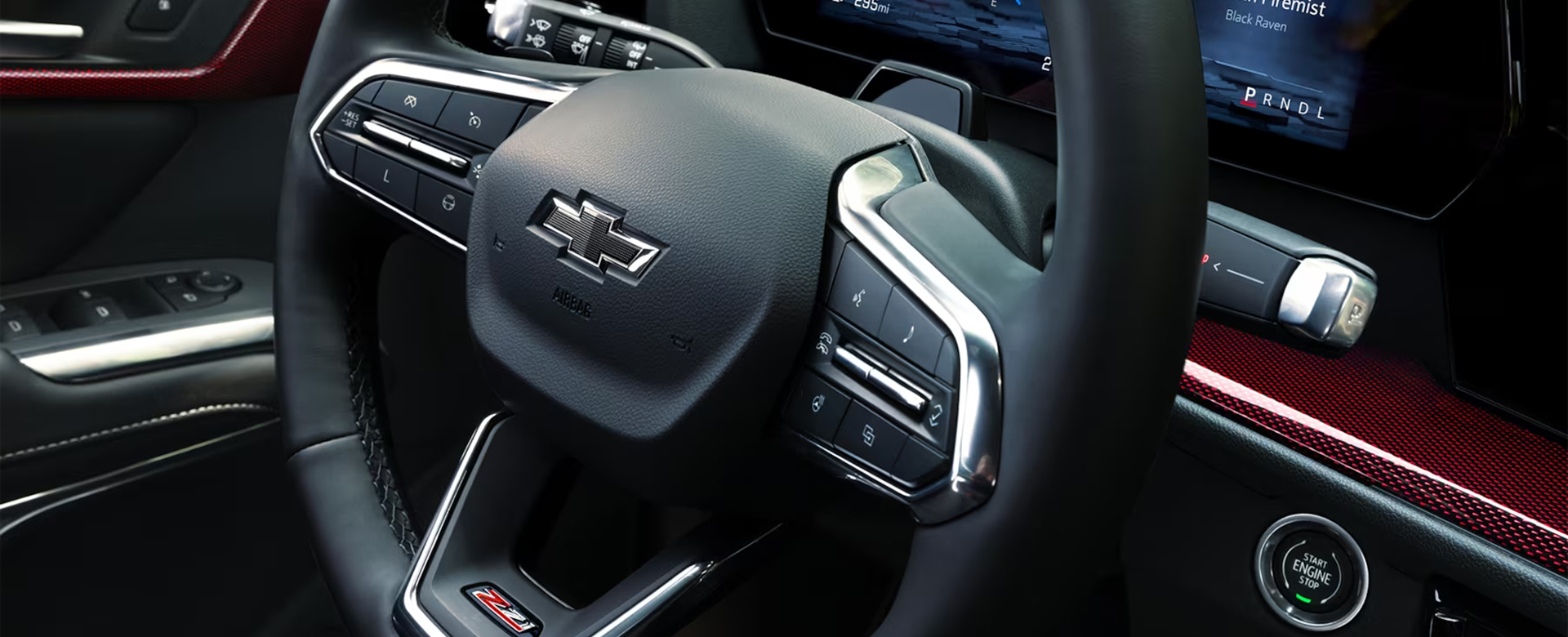 Close up of a Chevrolet steering wheel