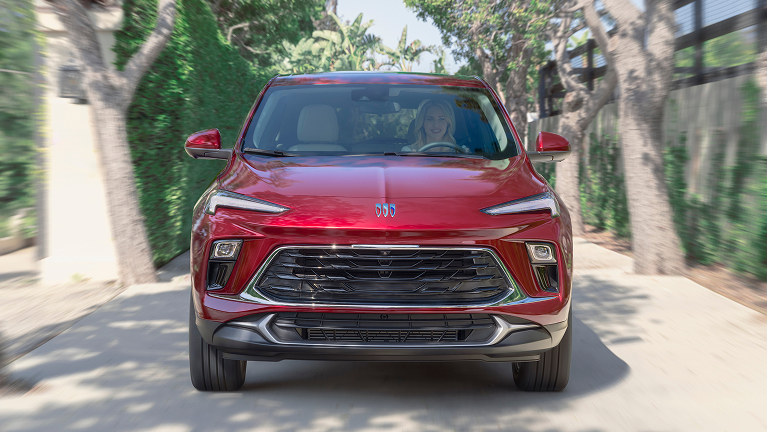 The front of a red Buick SUV