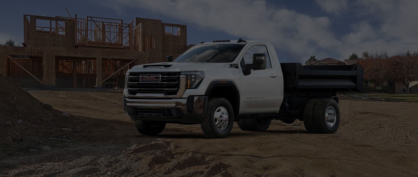 GMC Commercial truck on a construction site