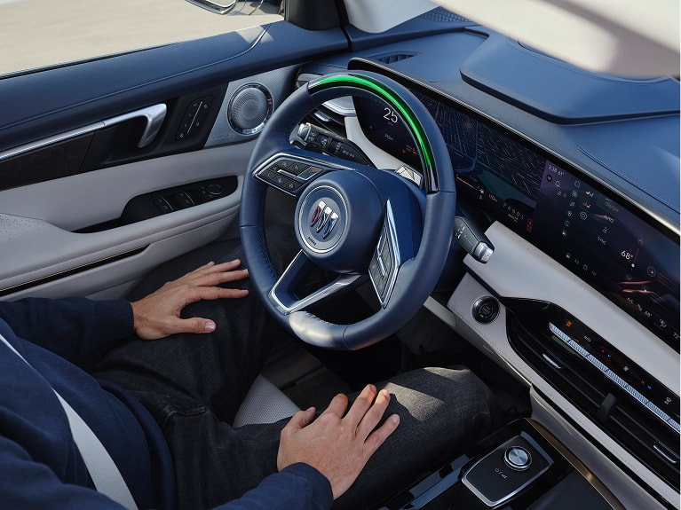 Driver using hands-free Super Cruise