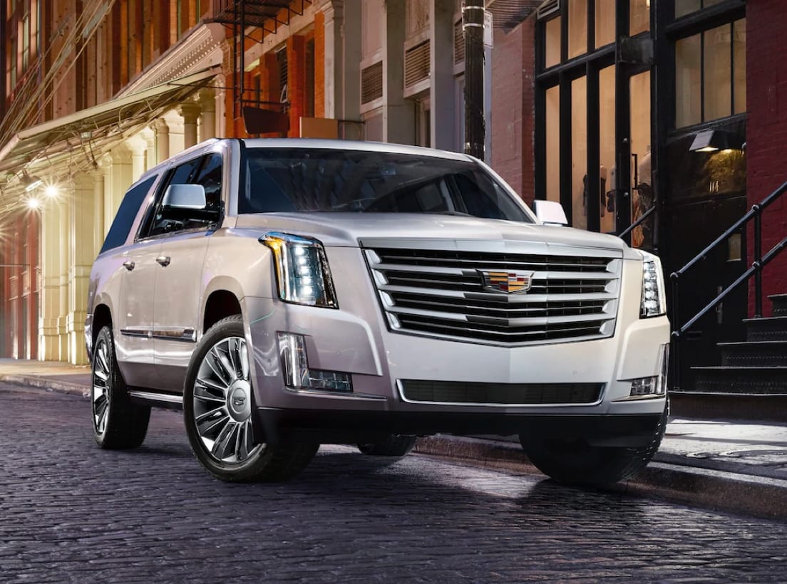 A shot of the front of a Cadillac car
