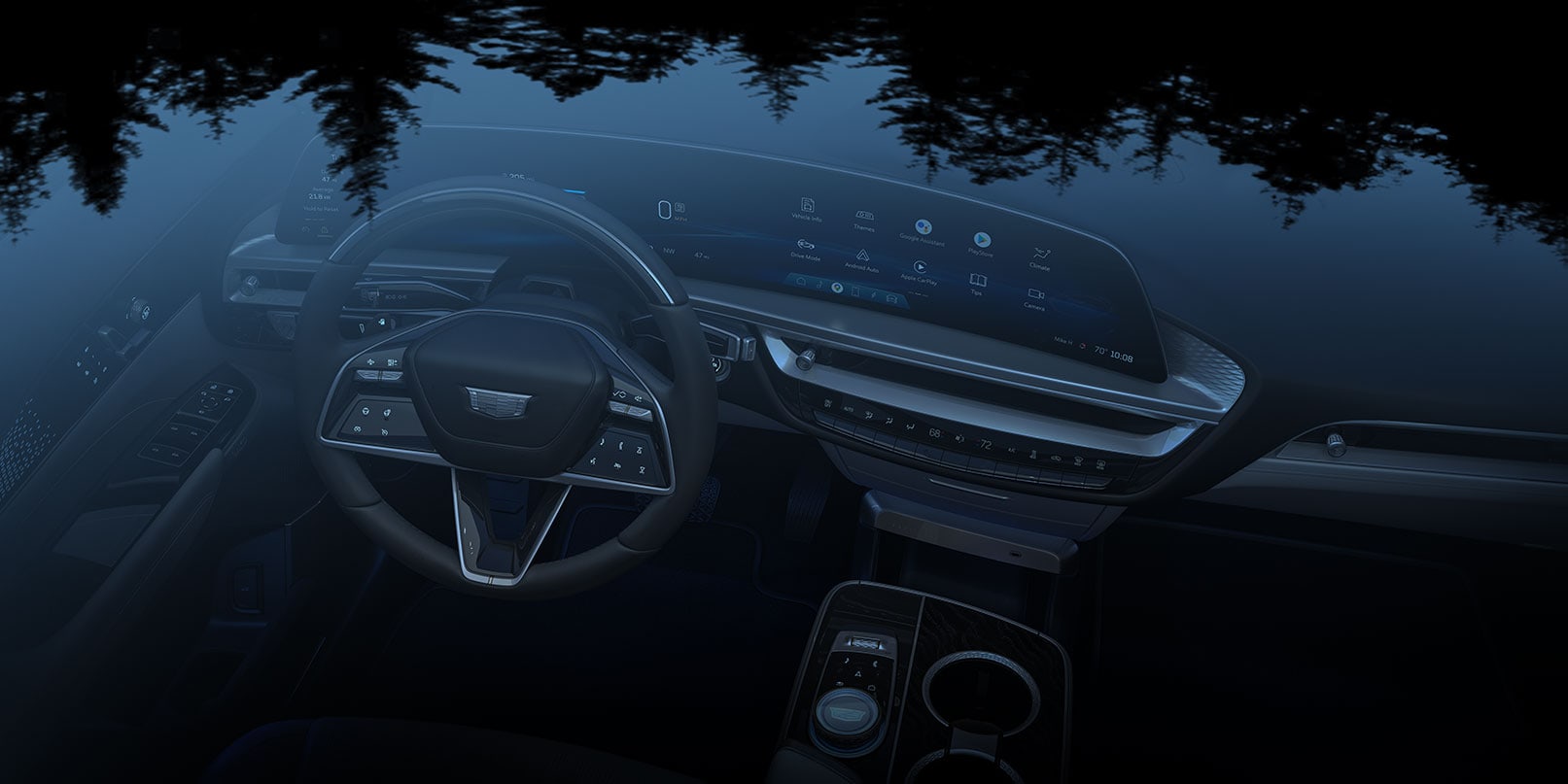 2023 Cadillac Lyriq dash seen through glass roof