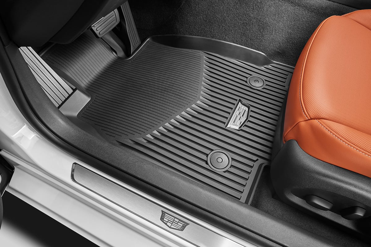 A Cadillac floor mat