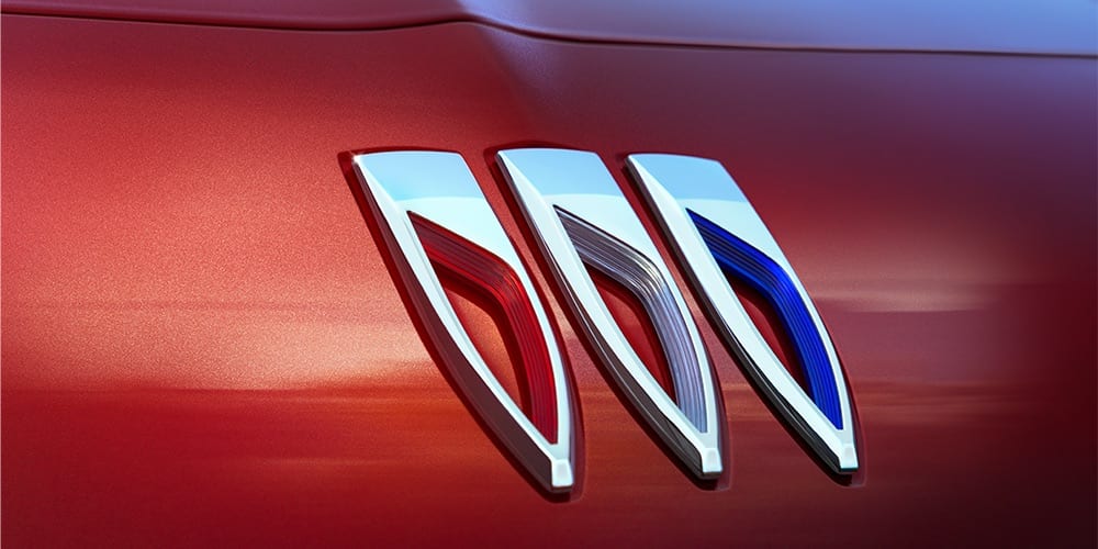 closeup of new Buick Tri-Shield Badge