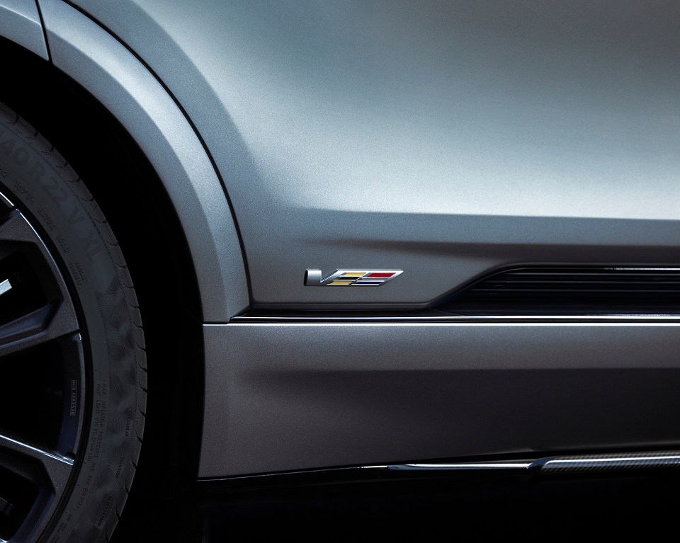 Close up of V emblem