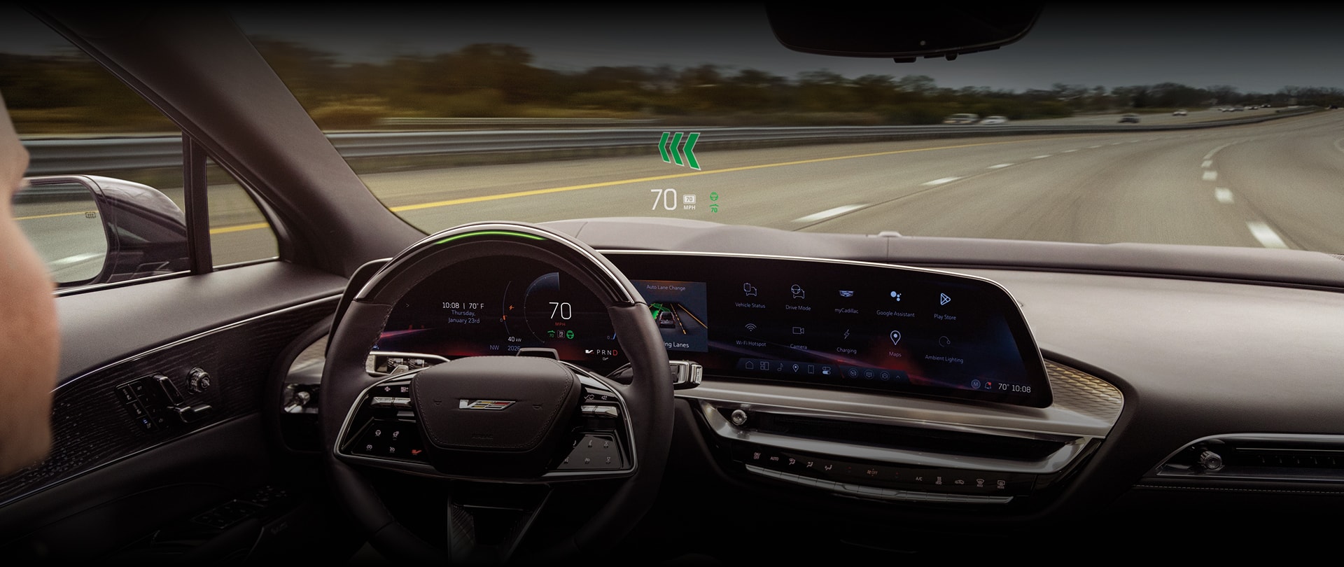 driver using hands free Super Cruise in a Cadillac LYRIQ