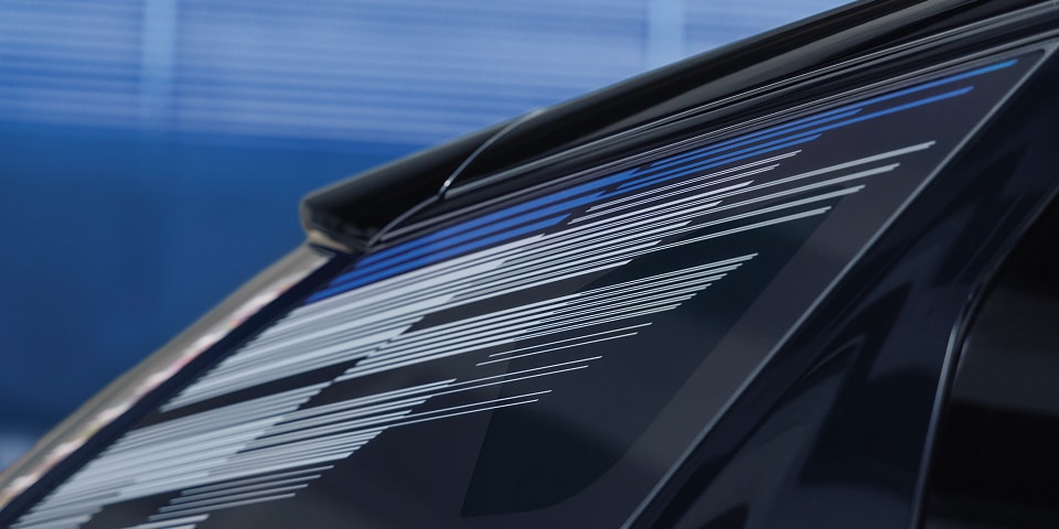 Mondrian Flag pattern on rear quarter glass