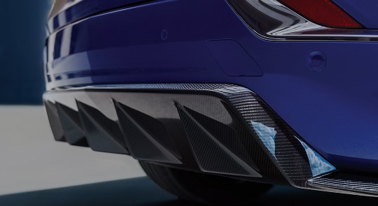 Close-up of the Genuine Carbon Fiber on the Rear End of the 2026 OPTIQ-V