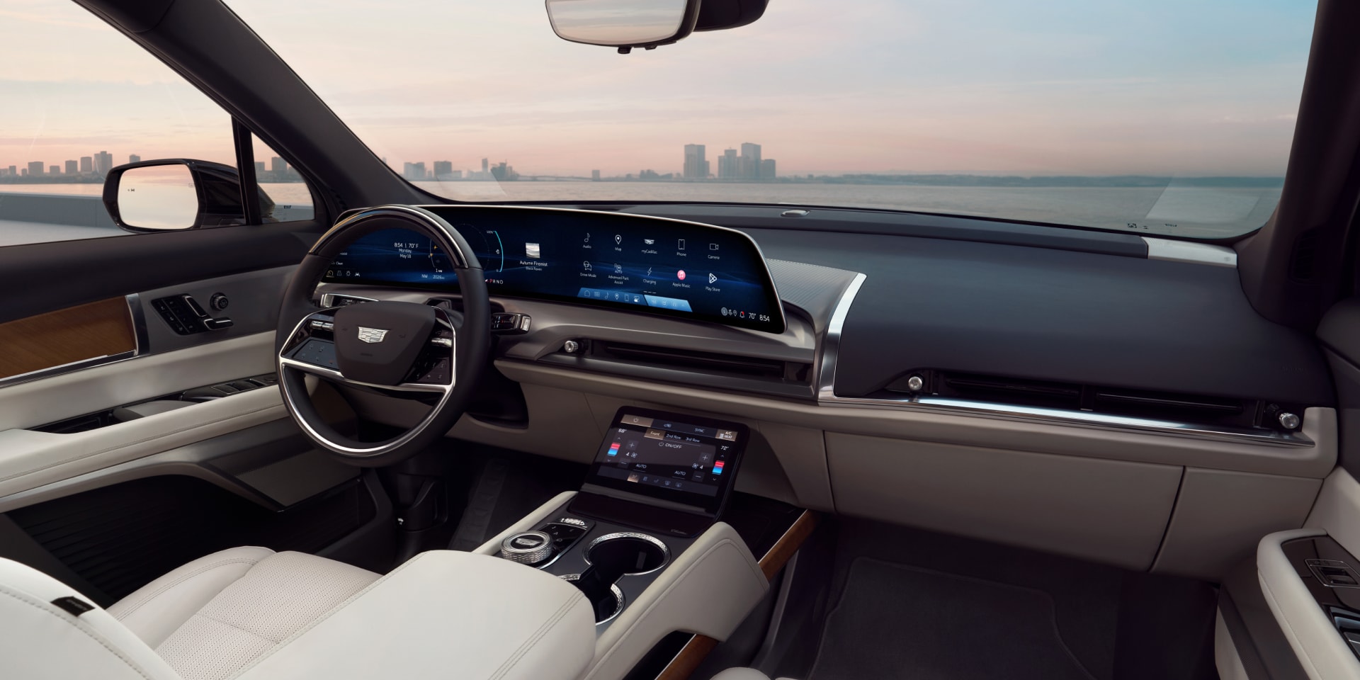 Passenger Seat View of the 2027 VISTIQ Driver Side and Light Interior Cabin