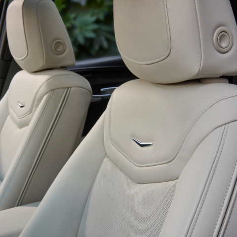 Close-Up of White Interior Seating Inside the 2025 Cadillac XT5