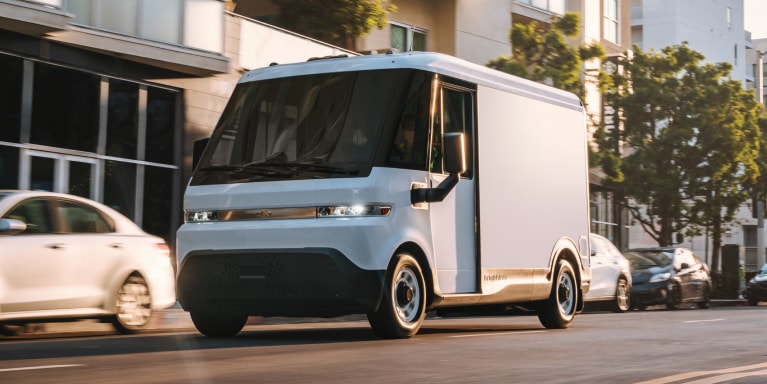 2025 BrightDrop driving on a city street