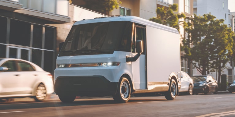 2025 BrightDrop driving on a city street
