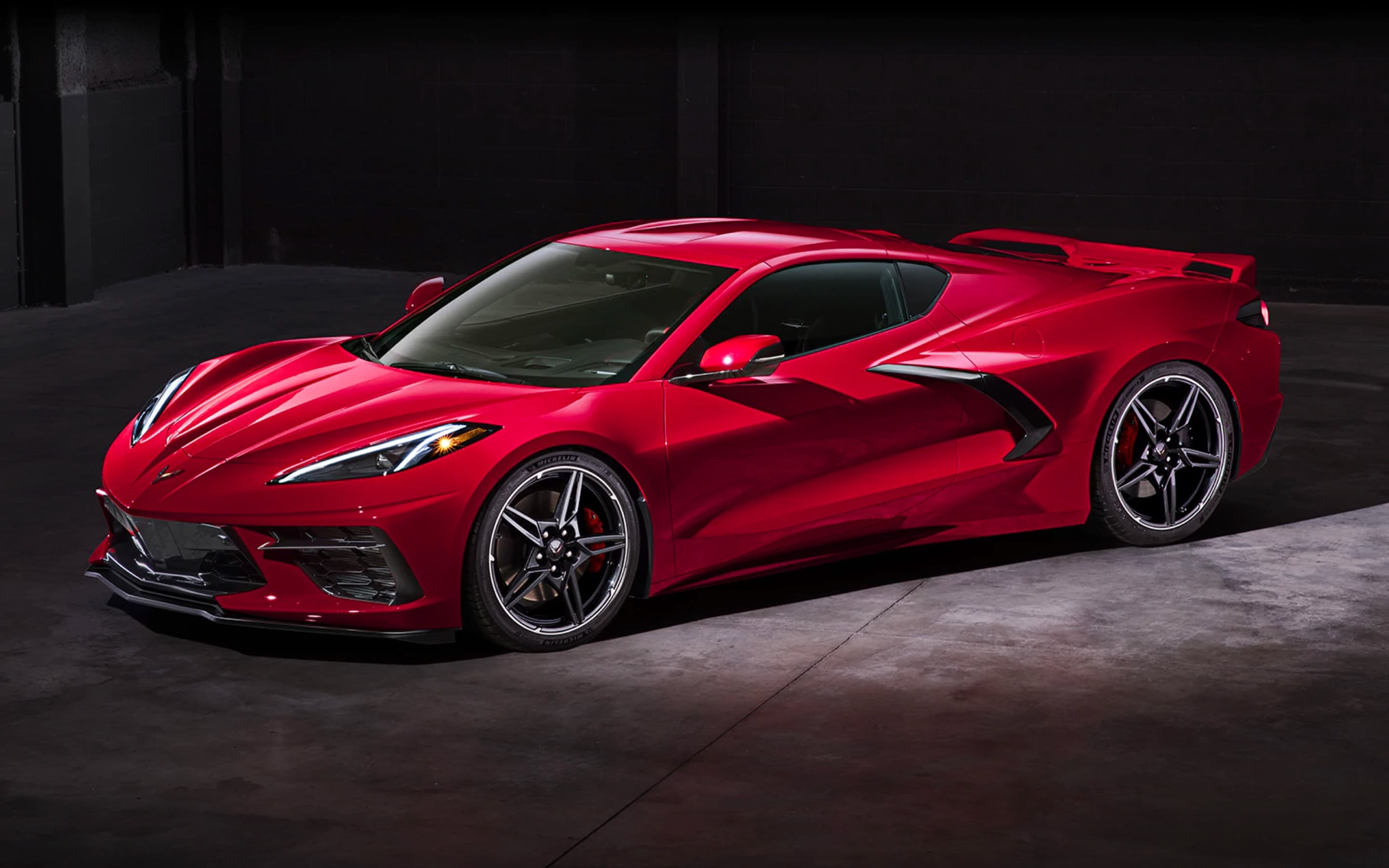 A red Corvette exterior shot