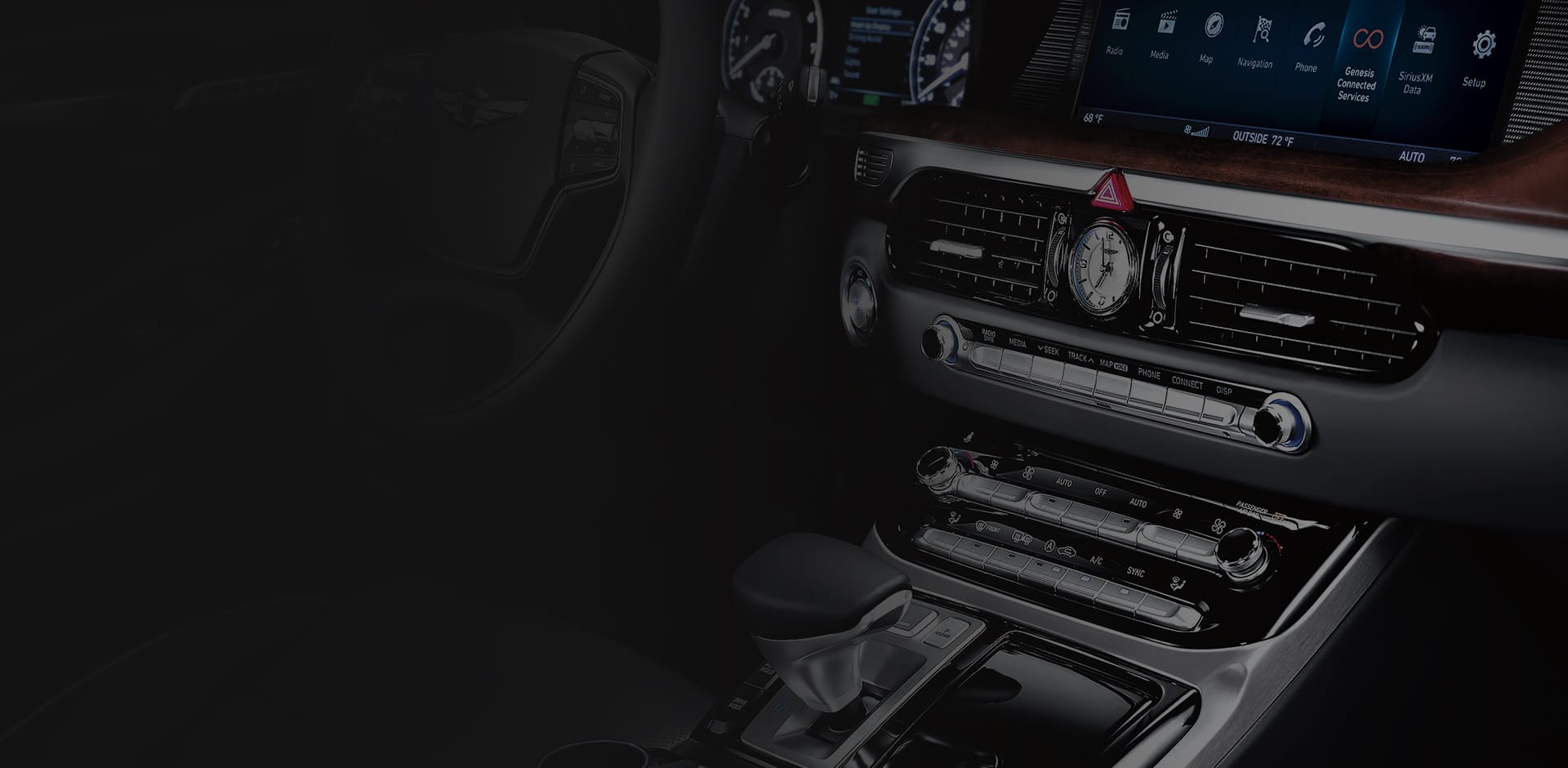 The interior console of a Genesis vehicle
