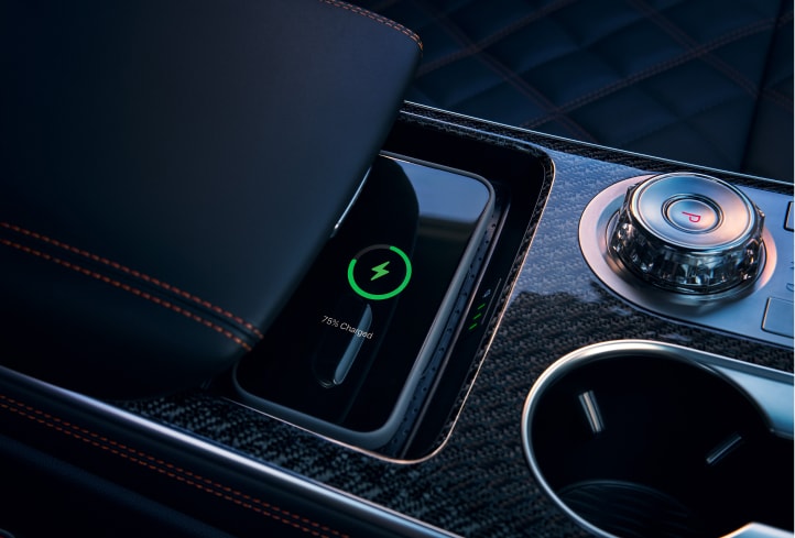 Charge your phone while on the go using the Available Wireless Charging pad
