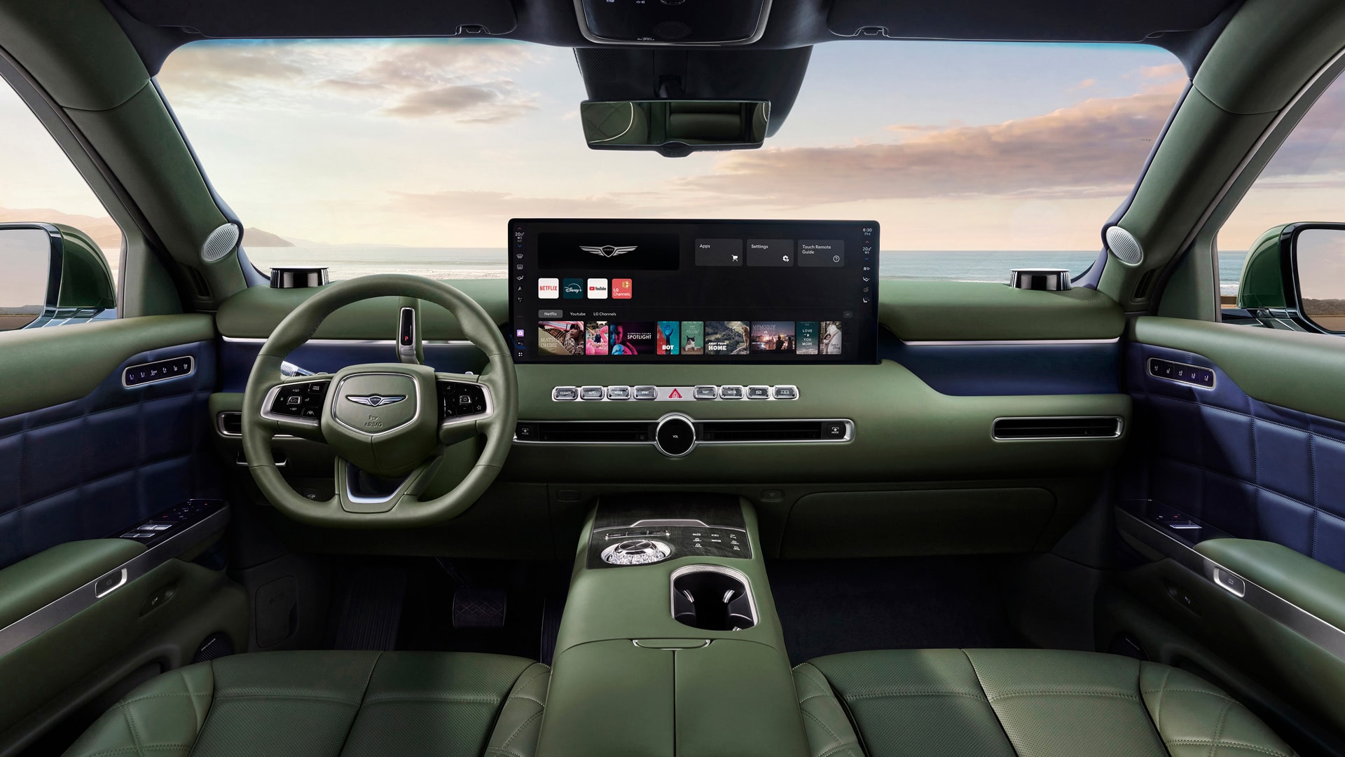 Genesis GV90 front seats and dashboard
