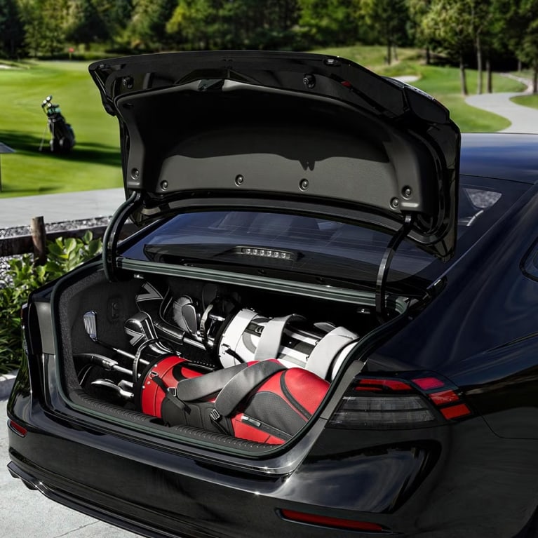 trunk with golf clubs