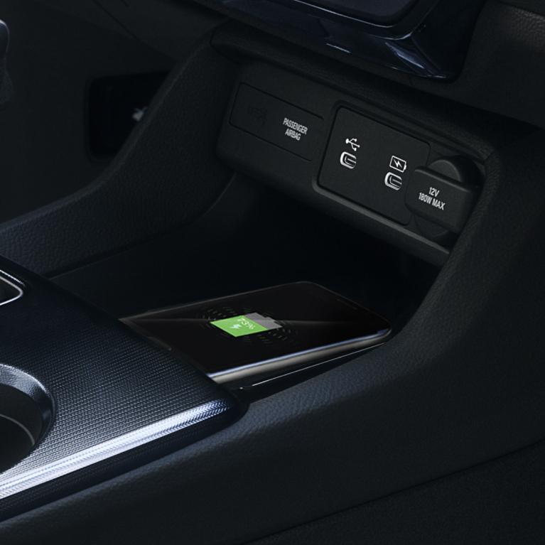 Honda Civic Sedan phone charger in center console