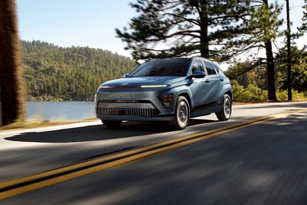 Hyundai EV driving on road