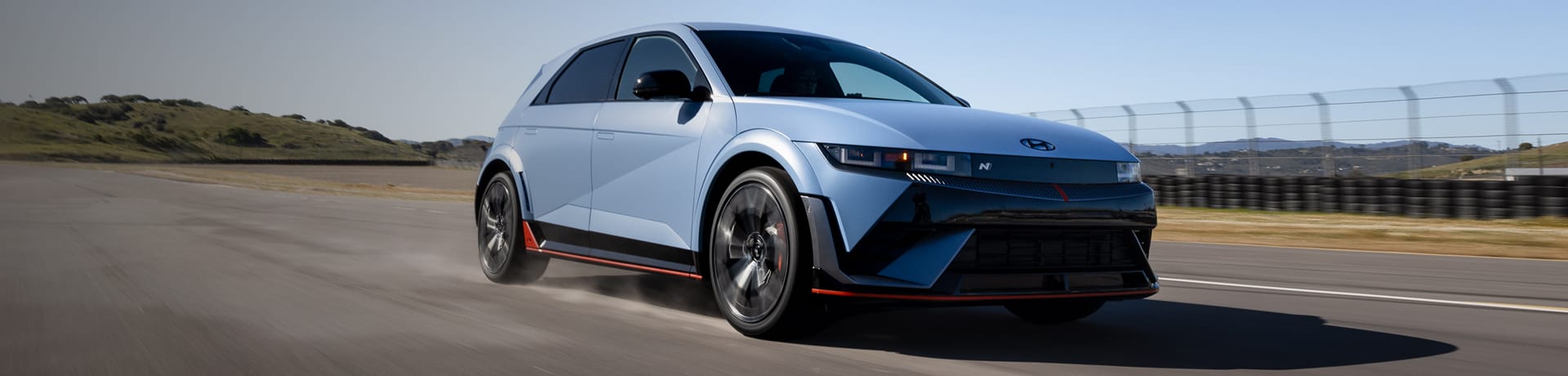 Hyundai EV driving on road