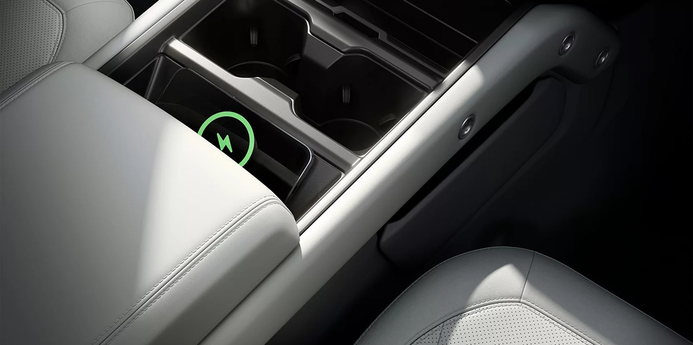 Defender 110 interior view of the center console