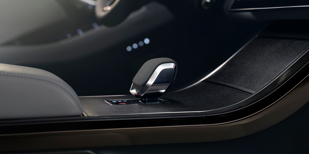 Range Rover Evoque close up interior view of the gear shift