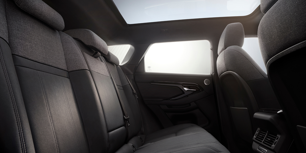 Range Rover Evoque interior side view of the back row