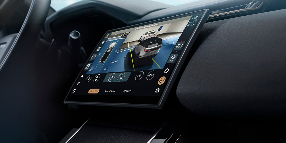 Range Rover Velar interior view of the dashboard control center