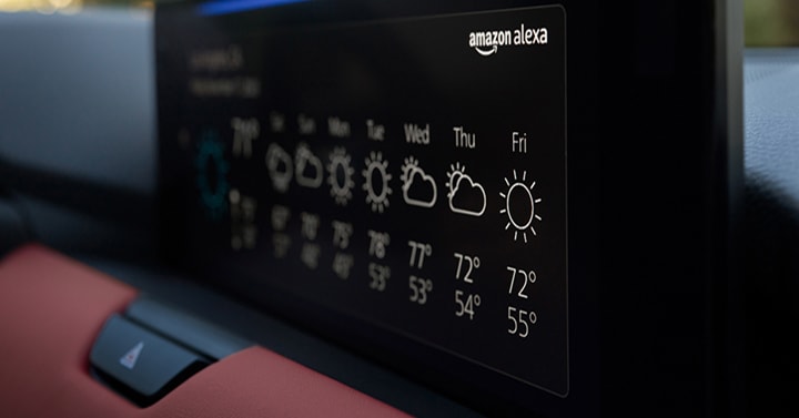 Alexa weather on a Mazda CX-70 touchscreen