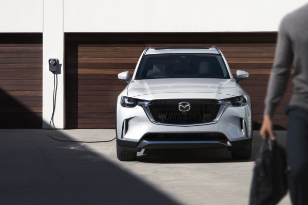 Mazda CX-90 PHEV parked and charging