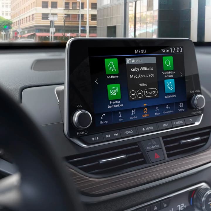 Close-up of Nissan media display