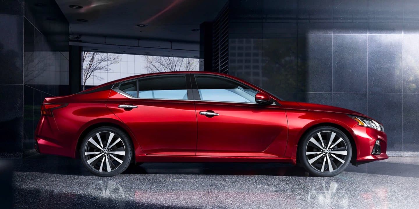 Profile shot of red nissan