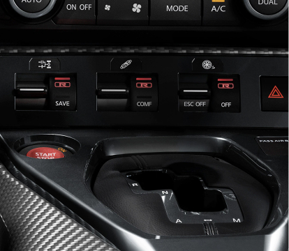 Close up of the GT-R center console