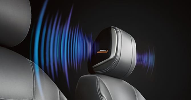 Close up of headrest speakers