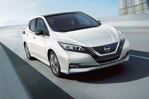 Nissan LEAF driving down expressway