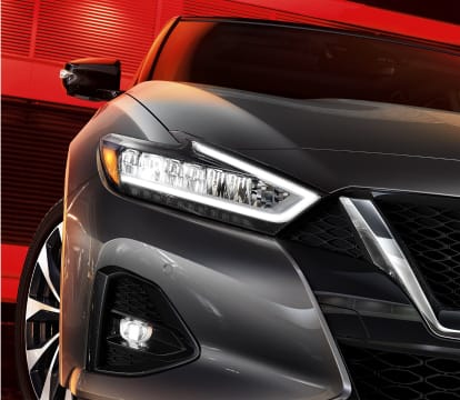 View of Nissan headlights