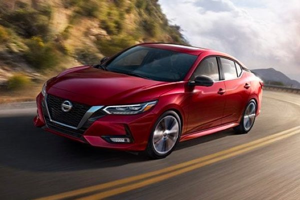 Front Angle View of Red Nissan Sentra
