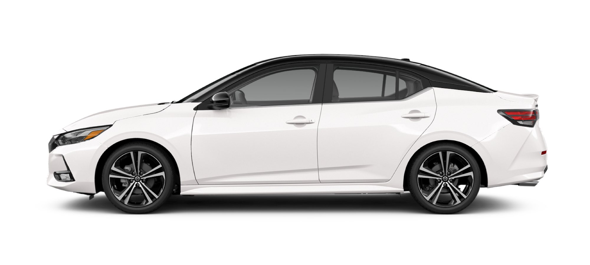 Two-Tone Aspen White TriCoat / Super Black Nissan Sedan